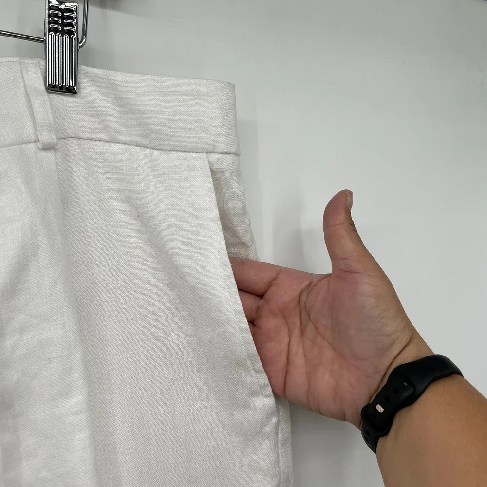 NWT Reformation Mason Linen Pants Pleated Wide Leg Linen Pants Women's‎ 16 White